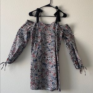 Dress with Flowers with stripes Black en White